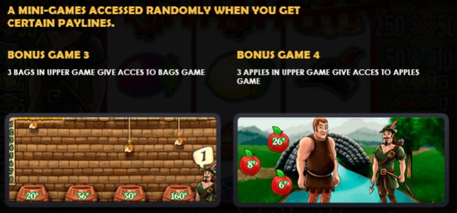 слот Robin - бонусные игры Bags Game и Apples Game