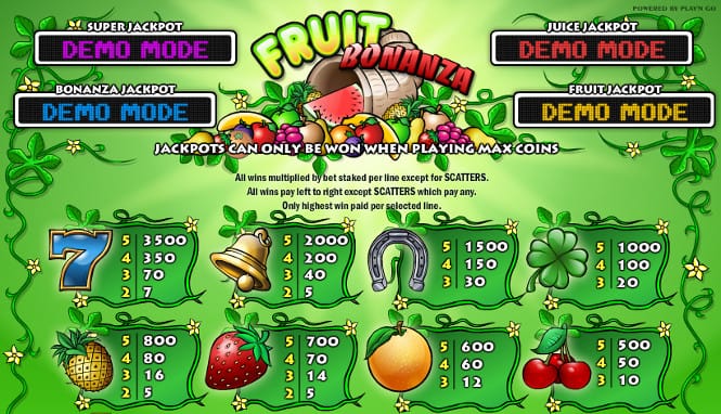 слот Fruit Bonanza - основная символика игры