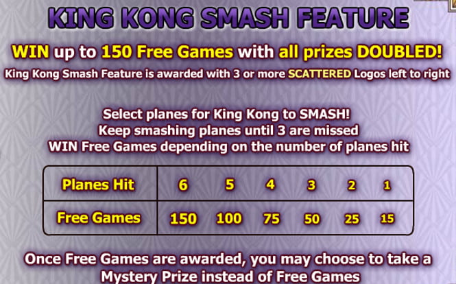 Автомат King Kong - бонус King Kong Smash Feature